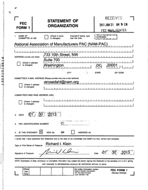 FEC Form 1 Statement of Organization