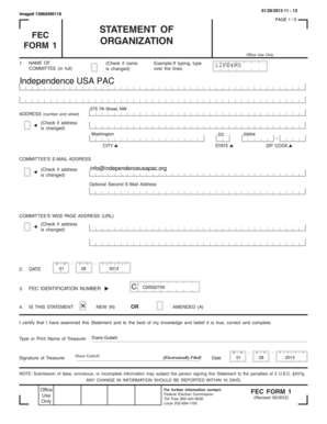 FEC Form 1 Organization Statement