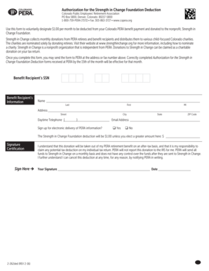 Strength in Change Foundation Deduction Authorization
