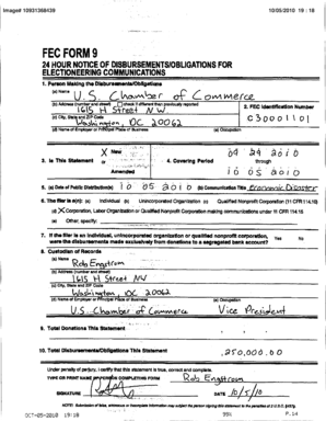 FEC Form 9 24 Hour Notice of Disbursements/Obligations