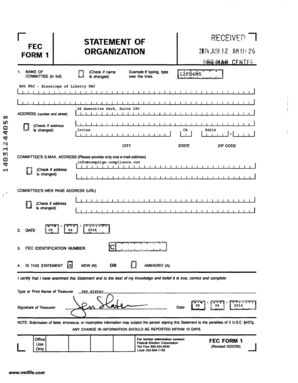 FEC Form 1 Statement of Organization
