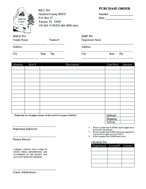 Florida Purchase Order Form