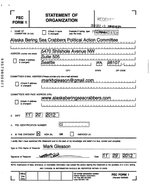 FEC Form 1 Statement of Organization