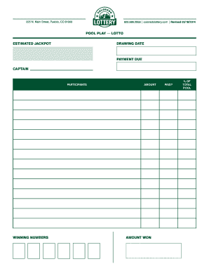 Lotto Pool Play Agreement
