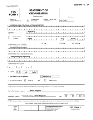 FEC Form 1 Organization Statement