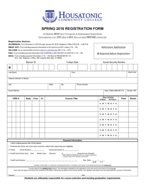 Spring 2016 Registration Form