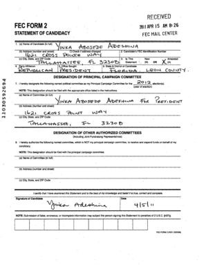 FEC Form 2 Statement of Candidacy