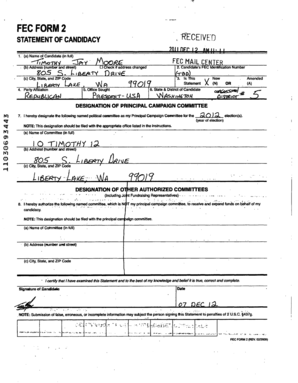 FEC Form 2 Statement of Candidacy