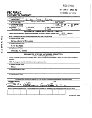 FEC Form 2 Statement of Candidacy