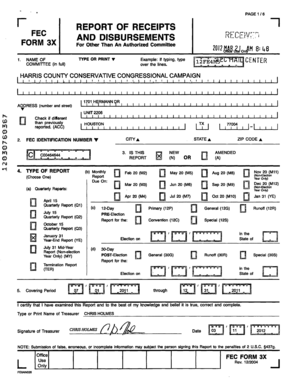 FEC Form 3X Report of Receipts and Disbursements