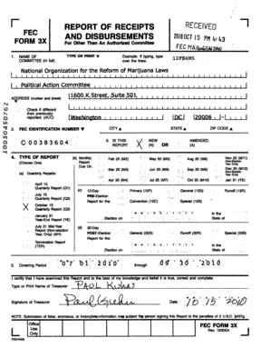 FEC Form 3X Report of Receipts and Disbursements