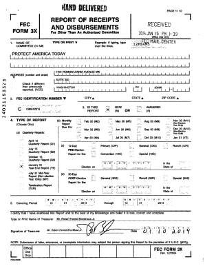 FEC Form 3X Report of Receipts and Disbursements