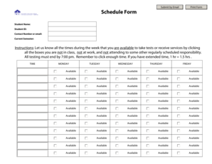 Student Schedule Form