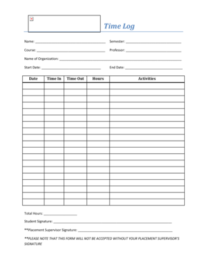 Student Time Log Form