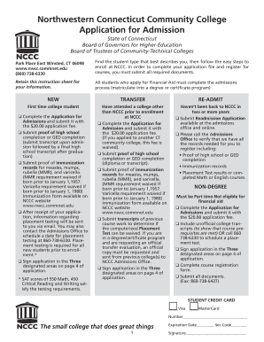 Northwestern Connecticut Community College Application for Admission