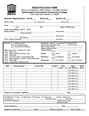 Northwestern Connecticut Community College Registration Form