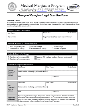 Connecticut Medical Marijuana Change of Caregiver Form