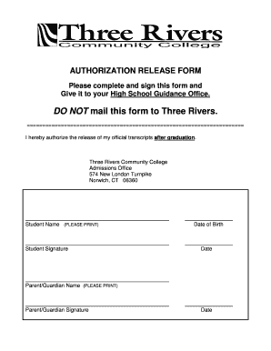 Authorization Release Form for Transcripts