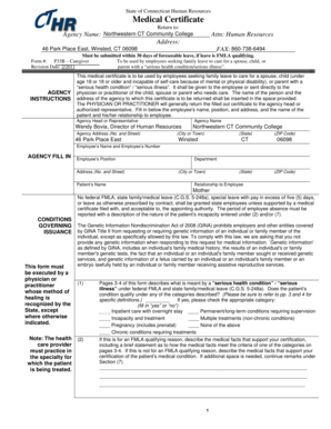 Connecticut FMLA Medical Certificate