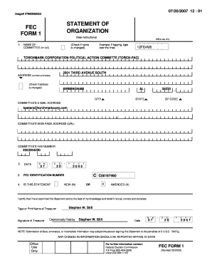 FEC Form 1 Statement of Organization