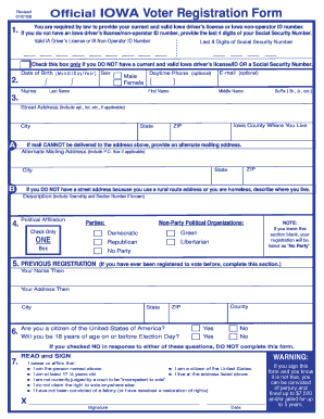Iowa Voter Registration Form