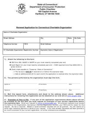 Connecticut Charitable Organization Renewal Application