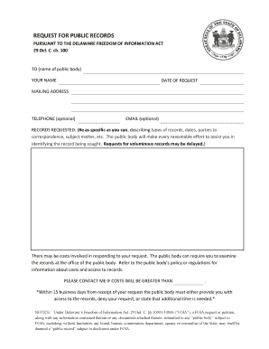 Delaware Public Records Request Form