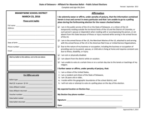 Delaware Affidavit for Absentee Ballot