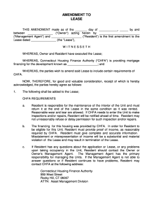 Lease Amendment for CHFA Requirements