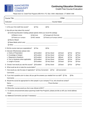 Credit-Free Course Evaluation Form