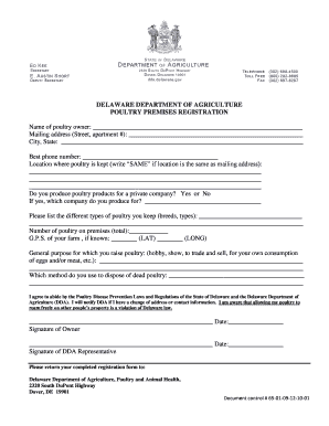 Delaware Poultry Premises Registration Form