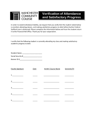Verification of Attendance and Satisfactory Progress
