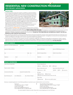 Residential New Construction Program Application