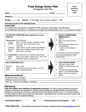 Food Allergy Action Plan