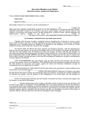 Second Mortgage Deed Downpayment Assistant Program