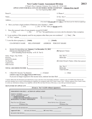 Delaware Senior Property Tax Exemption Application