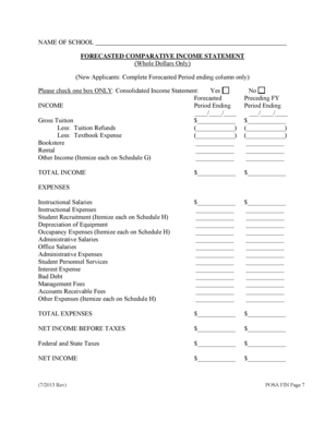 fillable online ctohe forecasted comparative income statement comparative income statement