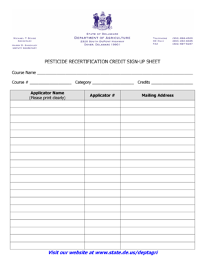 Pesticide Recertification Credit Sign-Up Sheet