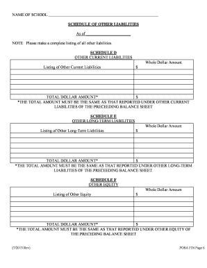 Schedule of Other Liabilities and Equity
