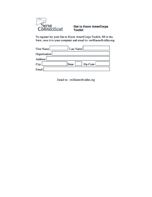 Get to Know AmeriCorps Toolkit Registration Form