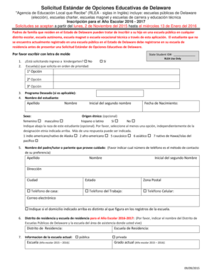 Solicitud Estándar de Opciones Educativas de Delaware
