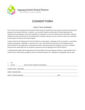 Appoquinimink School District Media Consent Form