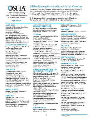 OSHA Publications Order Form