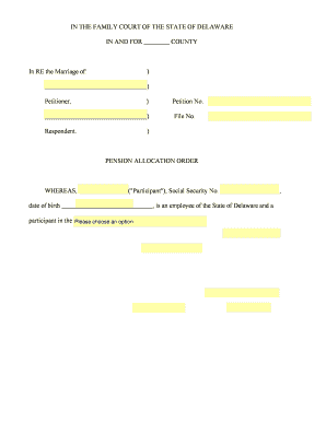 Delaware Pension Allocation Order