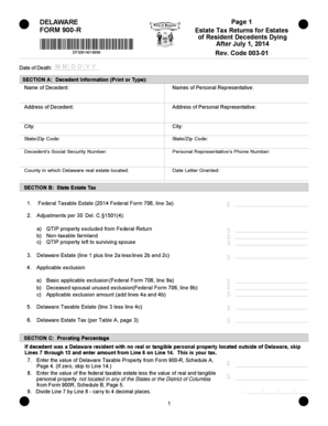 Delaware Form 900-R Estate Tax Return