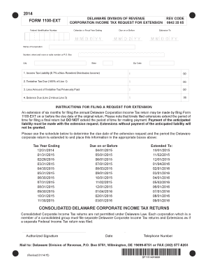 Delaware Corporation Income Tax Extension Request