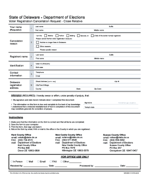 Delaware Voter Registration Cancellation Request