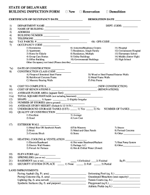 Delaware Building Inspection Form