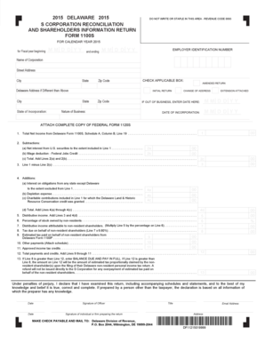 Delaware S Corporation Reconciliation and Shareholders Information Return