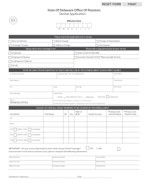 Delaware Pension Health Care Coverage Application
